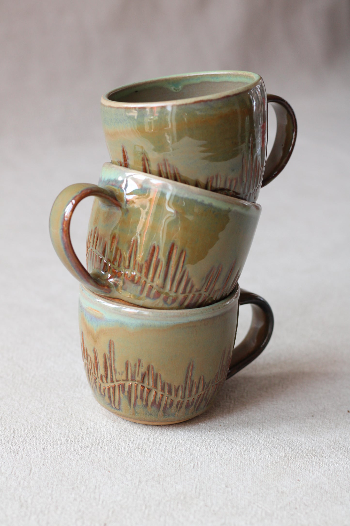 Cup Green Moss with handle