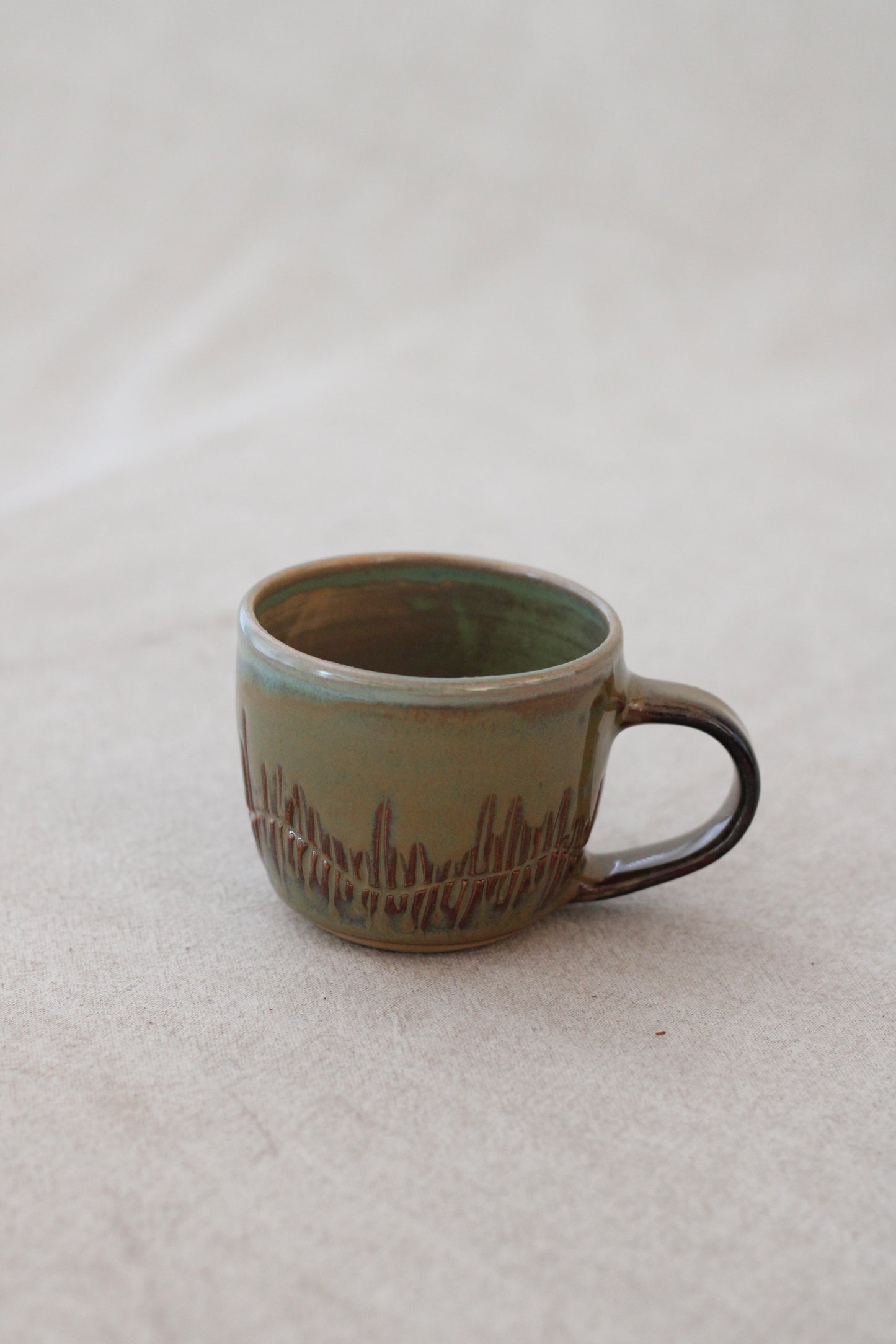Cup Green Moss with handle
