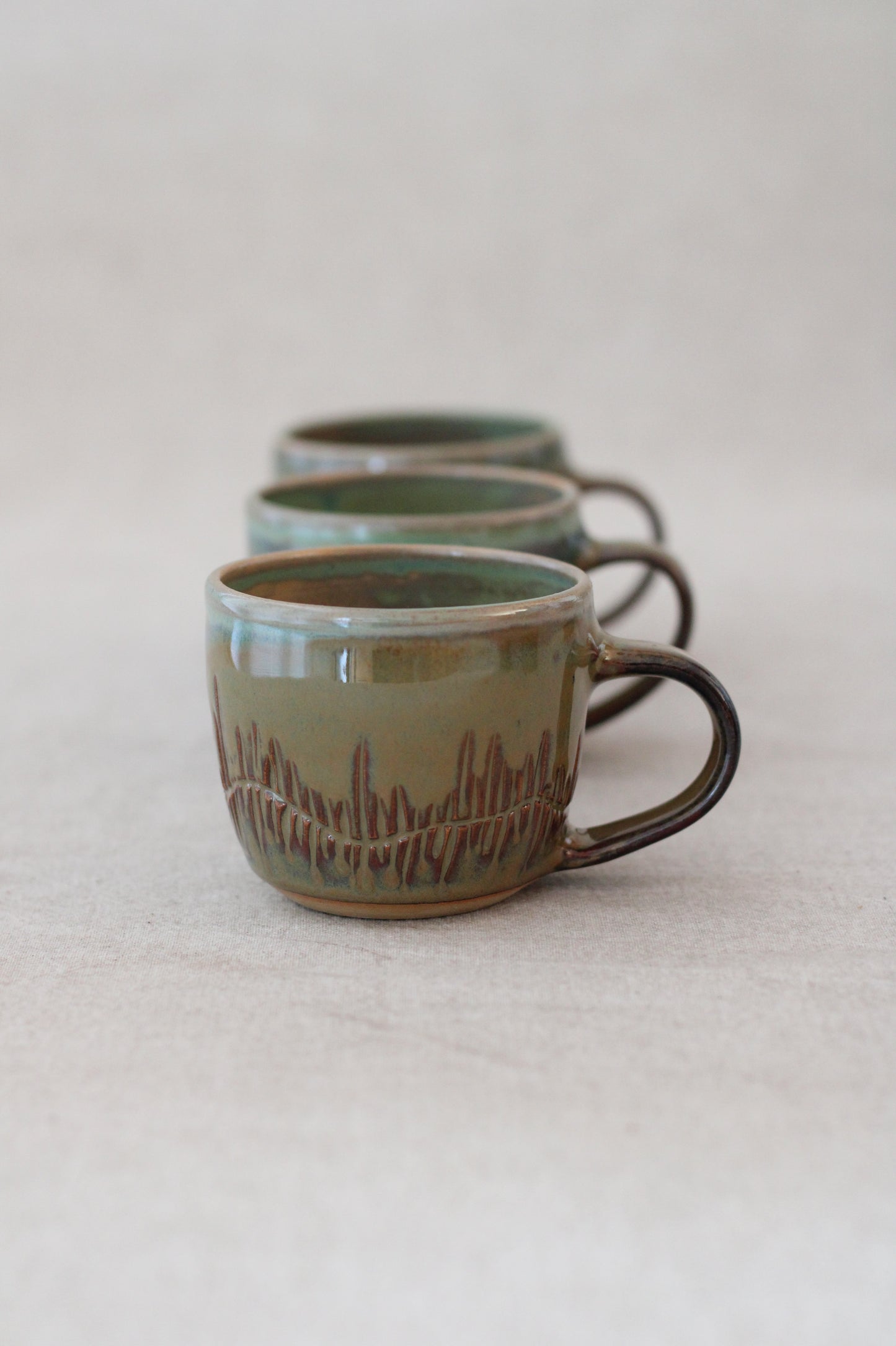Cup Green Moss with handle