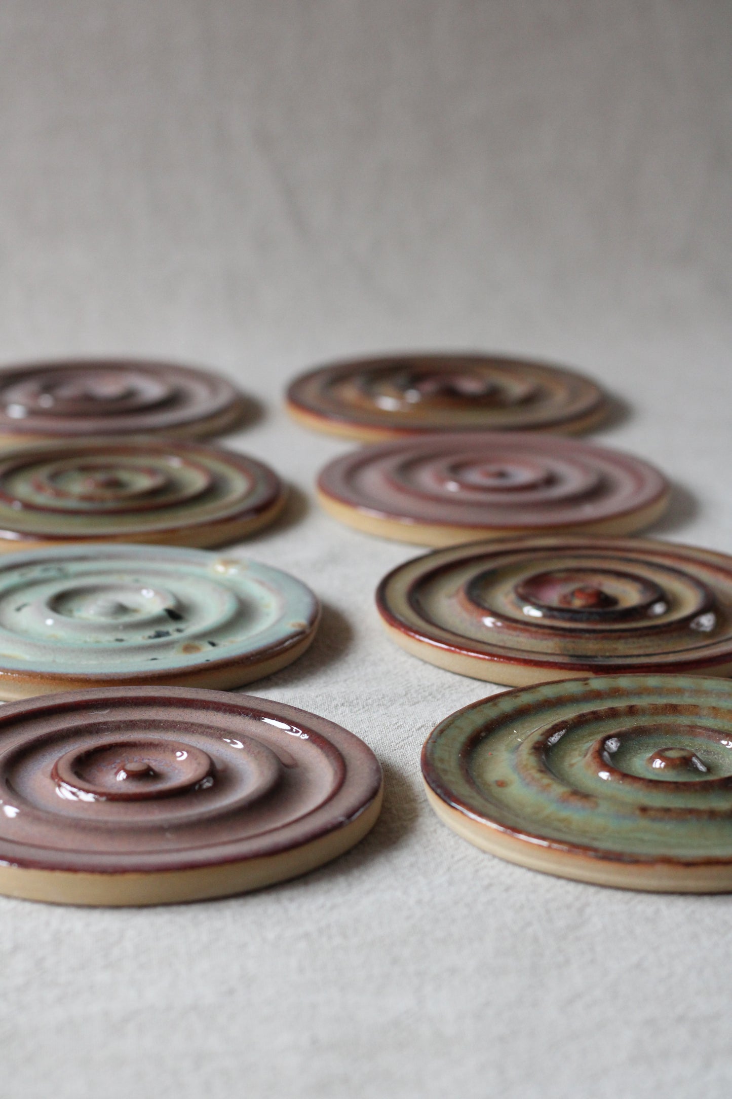 Soap dishes, brown pink