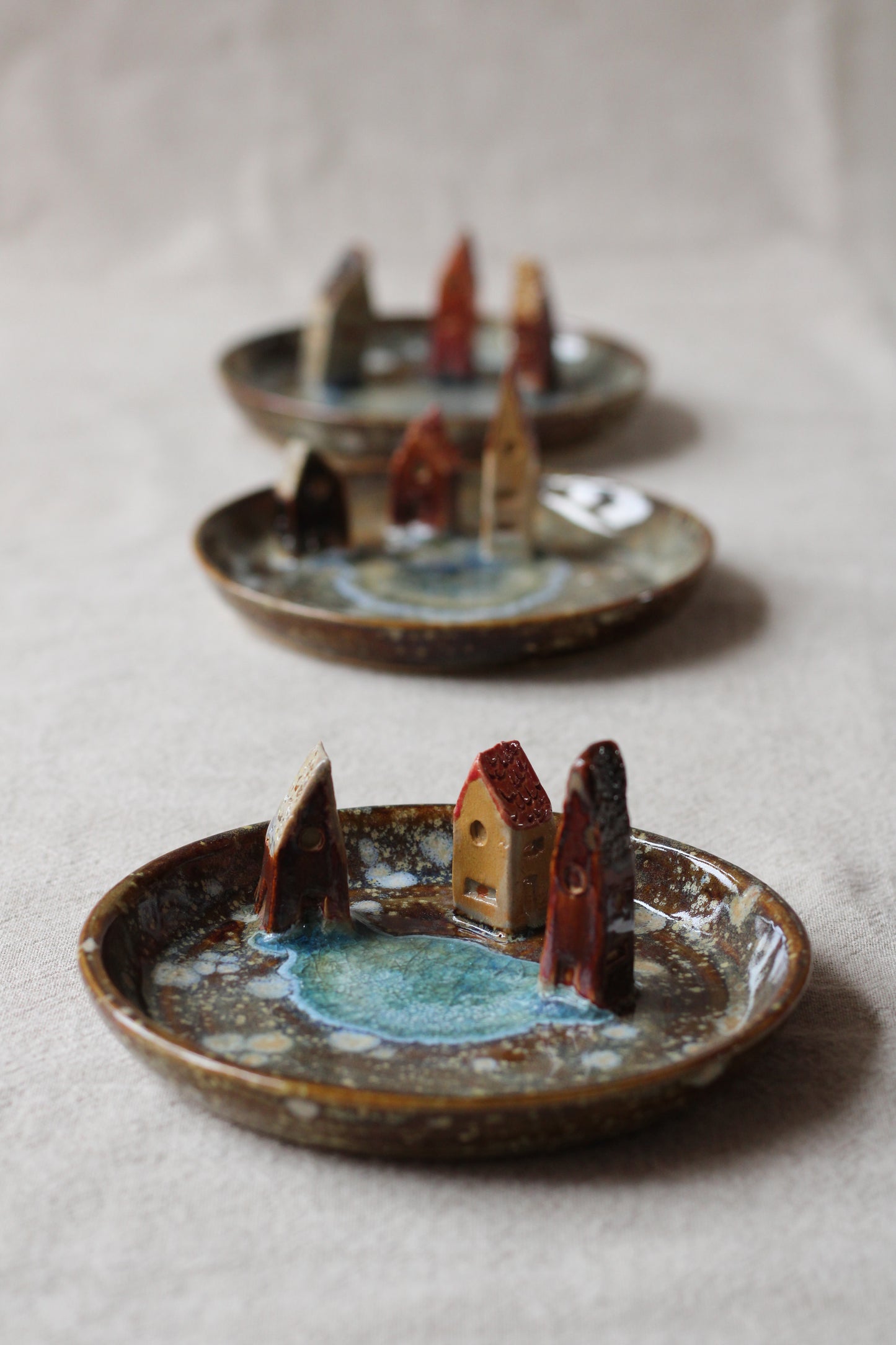 Jewellery dishes Lakehouses, speckled brown